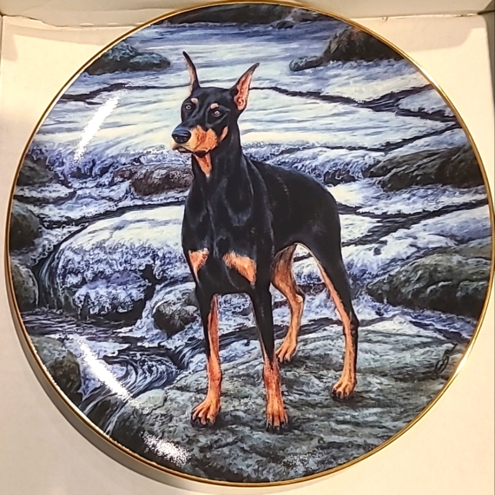 Water's Edge Danbury Mint Doberman Collectors Plate